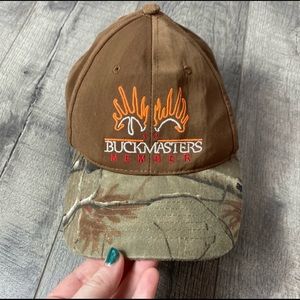 Vintage Buckmasters Member camo embroidered Velcro cap hat